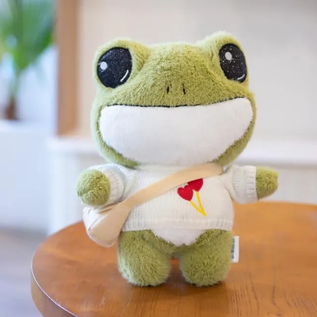 29cm Cute Plush Big Eyes Frog Toy Stuffed Animals Soft Sweater Crossbody Bag Kids Toys Birthday Christmas Gift for Girls Boys