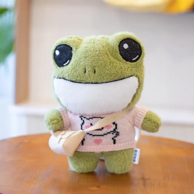 29cm Cute Plush Big Eyes Frog Toy Stuffed Animals Soft Sweater Crossbody Bag Kids Toys Birthday Christmas Gift for Girls Boys