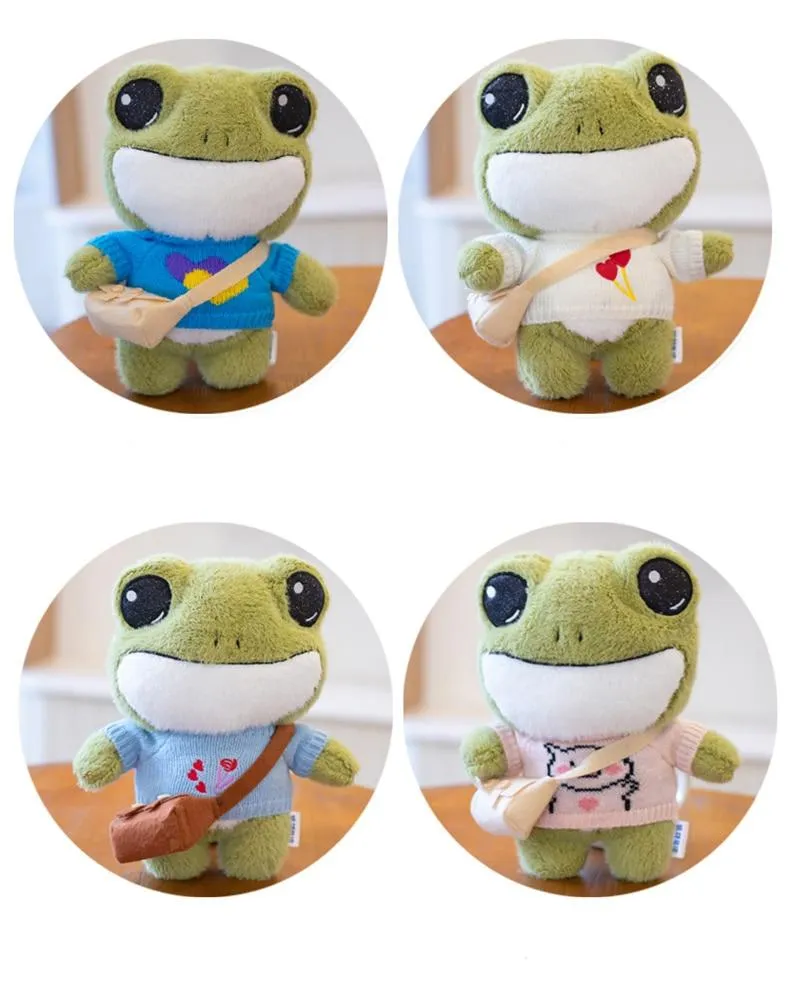 29cm Cute Plush Big Eyes Frog Toy Stuffed Animals Soft Sweater Crossbody Bag Kids Toys Birthday Christmas Gift for Girls Boys