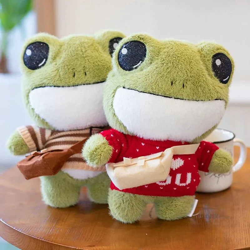 29cm Cute Plush Big Eyes Frog Toy Stuffed Animals Soft Sweater Crossbody Bag Kids Toys Birthday Christmas Gift for Girls Boys