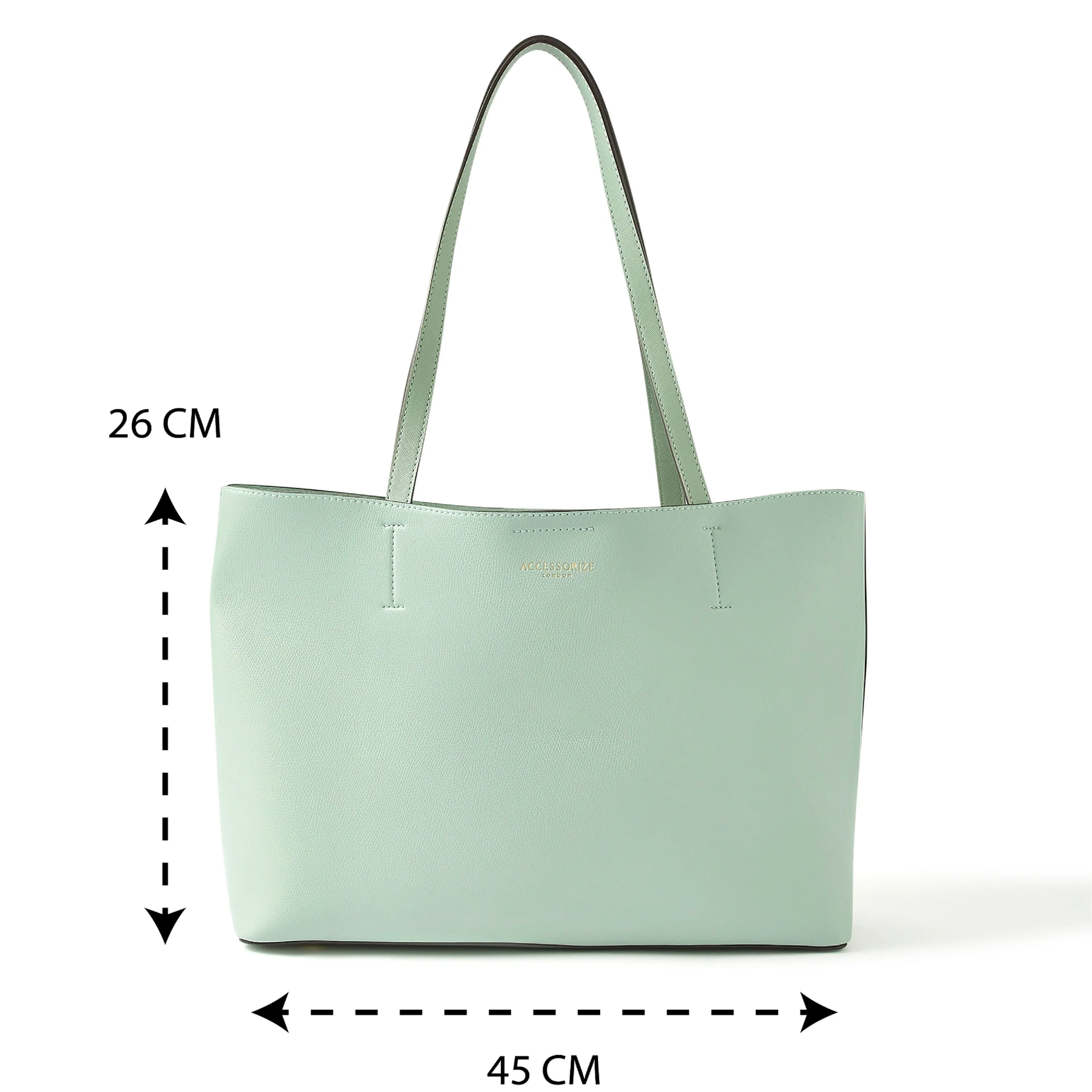 Accessorize London Women's Faux Leather Light Green Leo Tote Bag