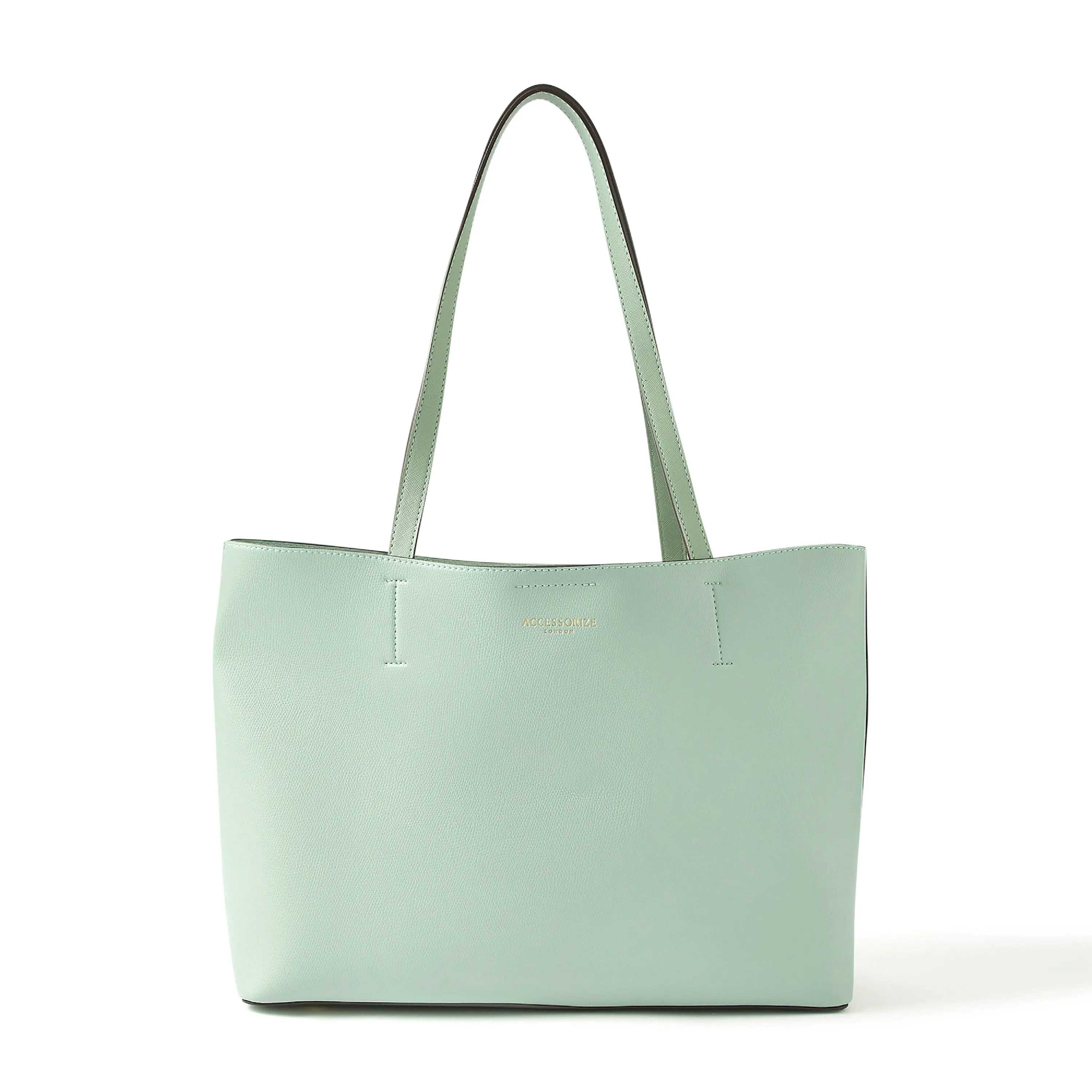 Accessorize London Women's Faux Leather Light Green Leo Tote Bag