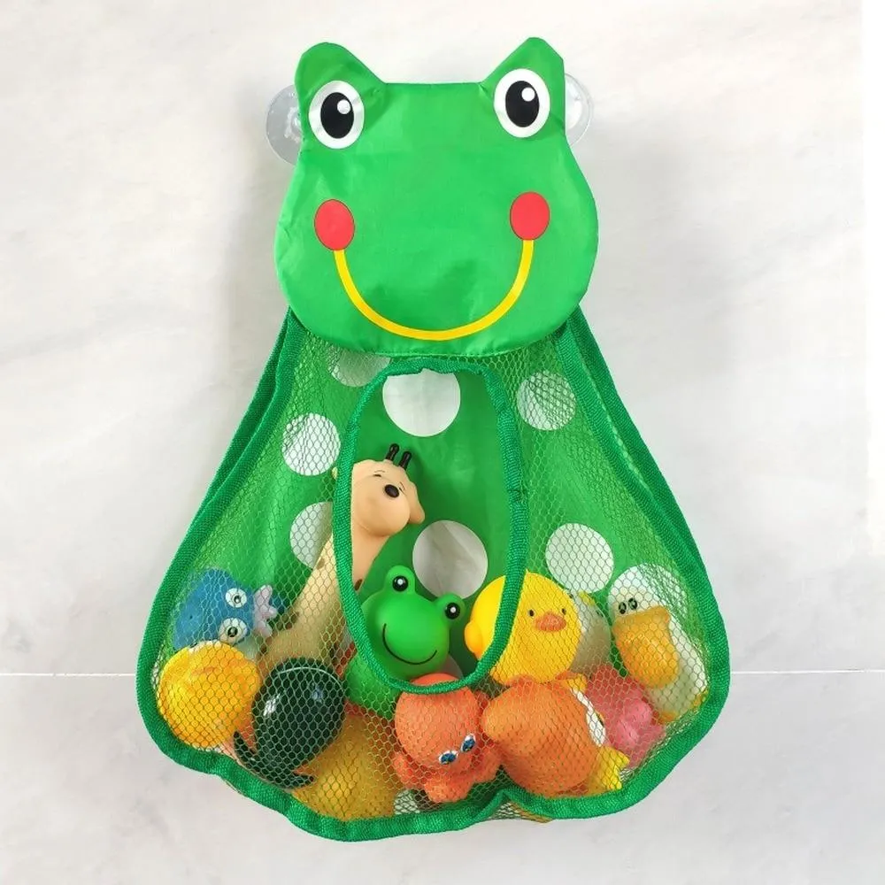 Baby Bath Toys Storage Bag Cute Duck Frog Mesh Net Bag Kids Water Toys Organizer Suction Cups Bath Game Bag Bathroom Accessaries