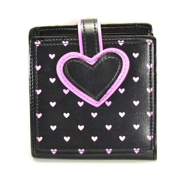 Black Wallet With Pink Heart