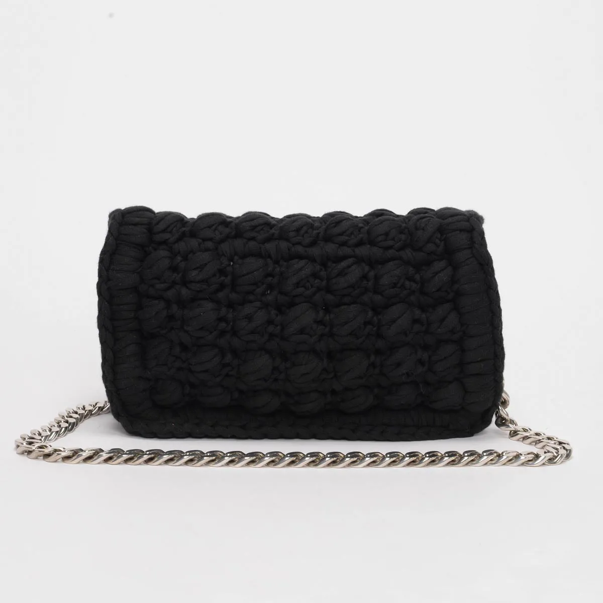 Bottega Veneta Black Crochet Chain Shoulder Bag