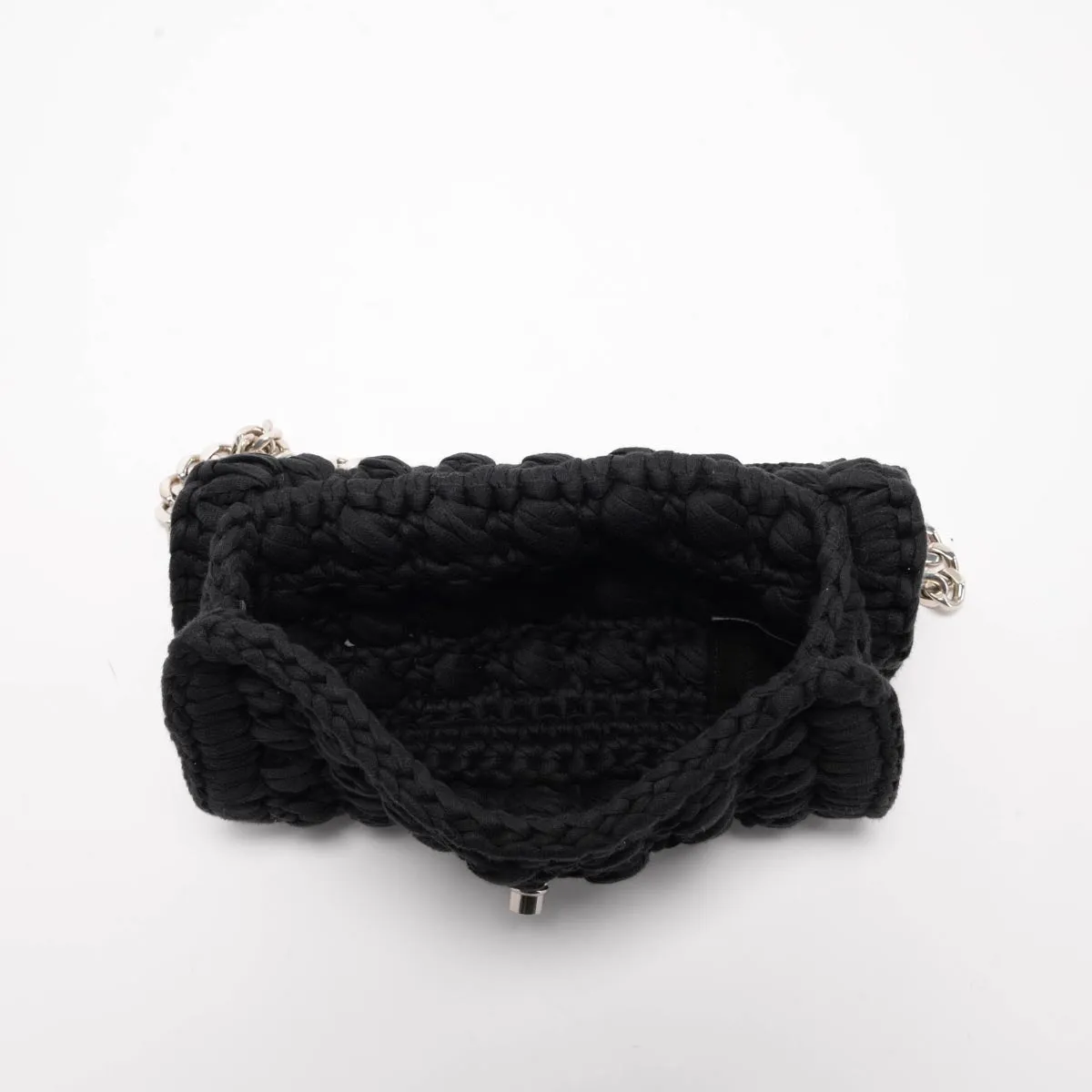 Bottega Veneta Black Crochet Chain Shoulder Bag