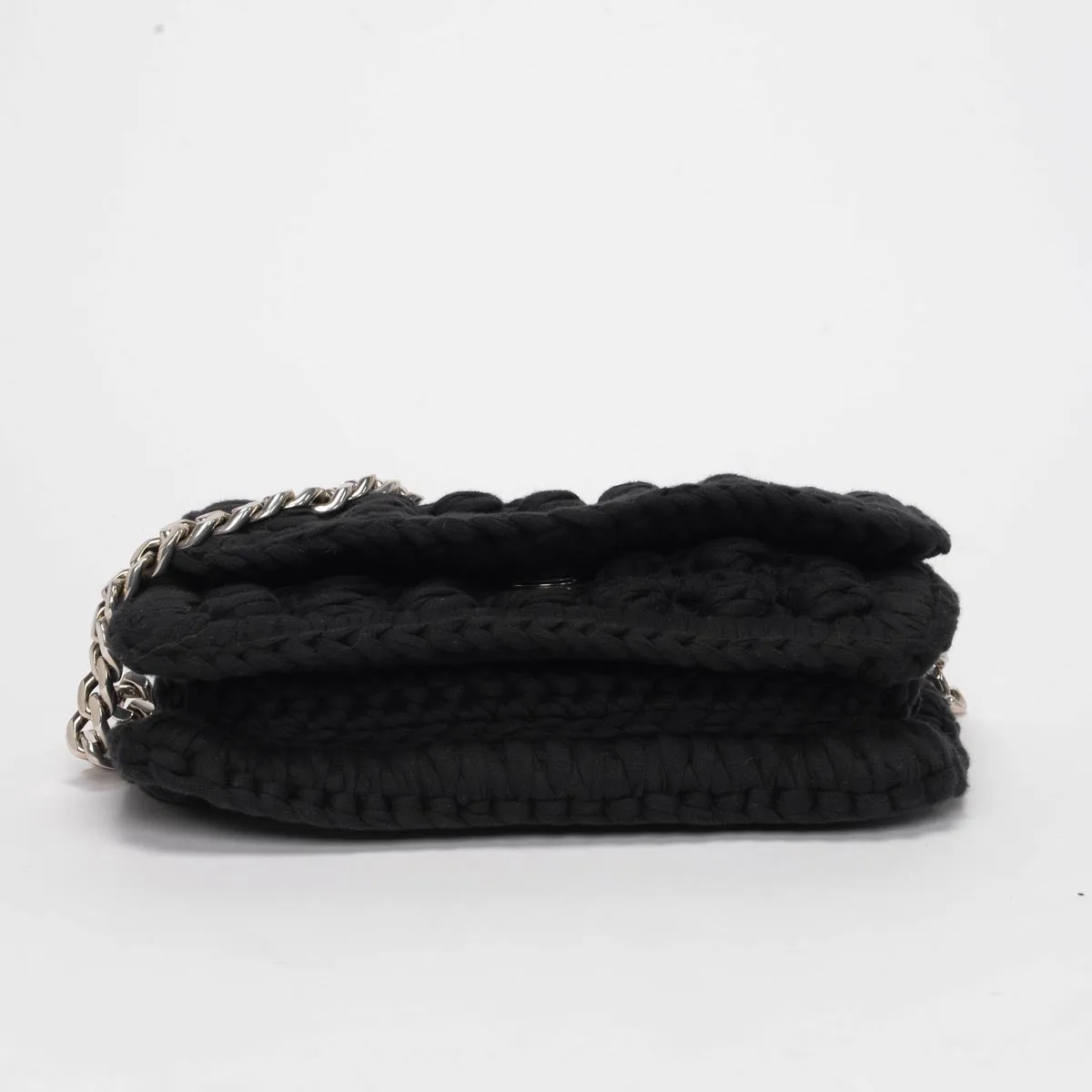 Bottega Veneta Black Crochet Chain Shoulder Bag