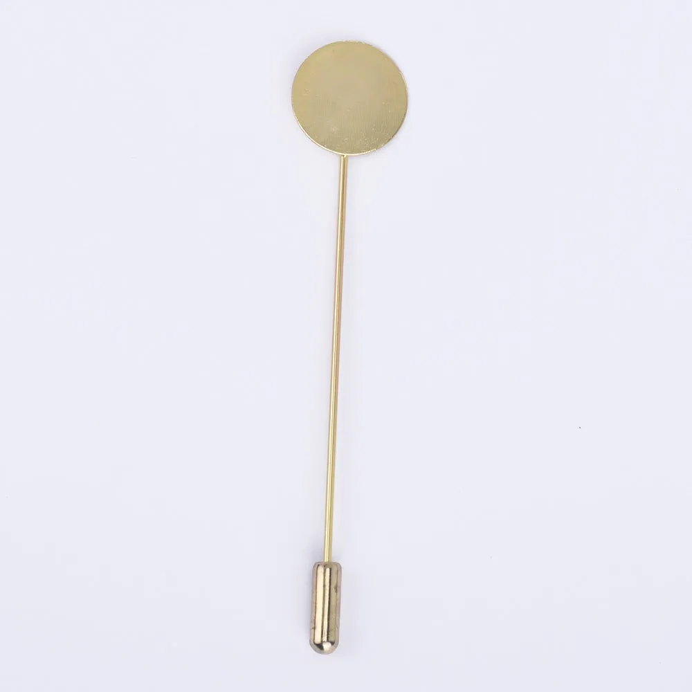 Brass Stick Pin Clutch Brooch 70mm long with 10mm Pad Craft Pins DIY Brooch Finding 50pcs