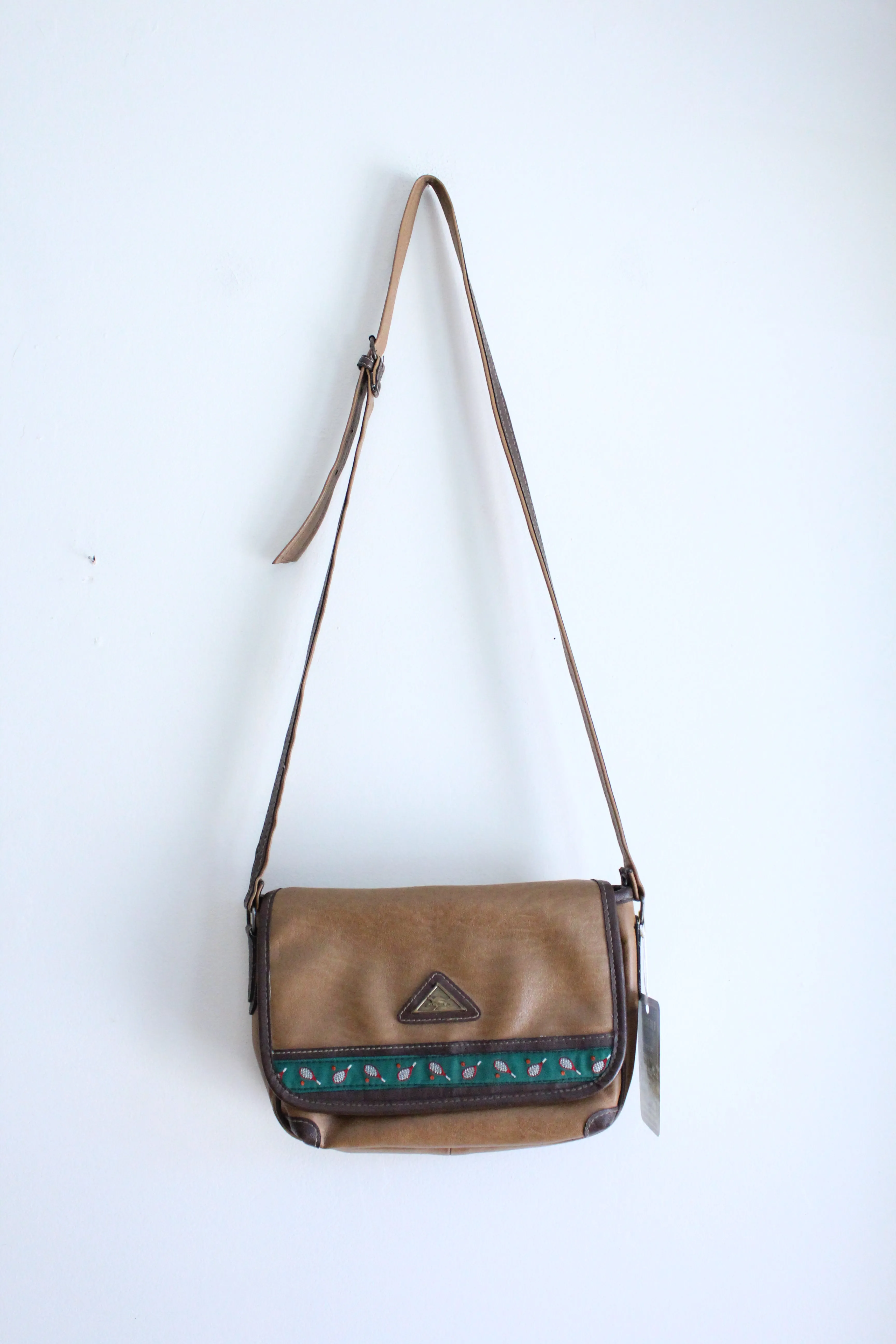 Brown Faux Leather Vintage Crossbody Bag