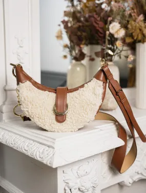 Callisto Vegan Leather & Vegan Fur Crossbody Bag | Chestnut & Beige