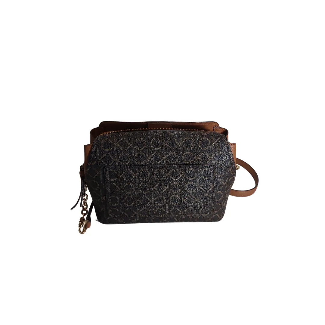 Calvin Klein Brown Monogram Triple Compartment Crossbody Bag | Gently Used |