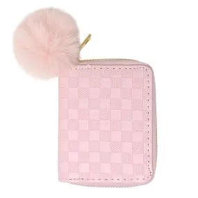 Checker Canvas Wallet- Pink