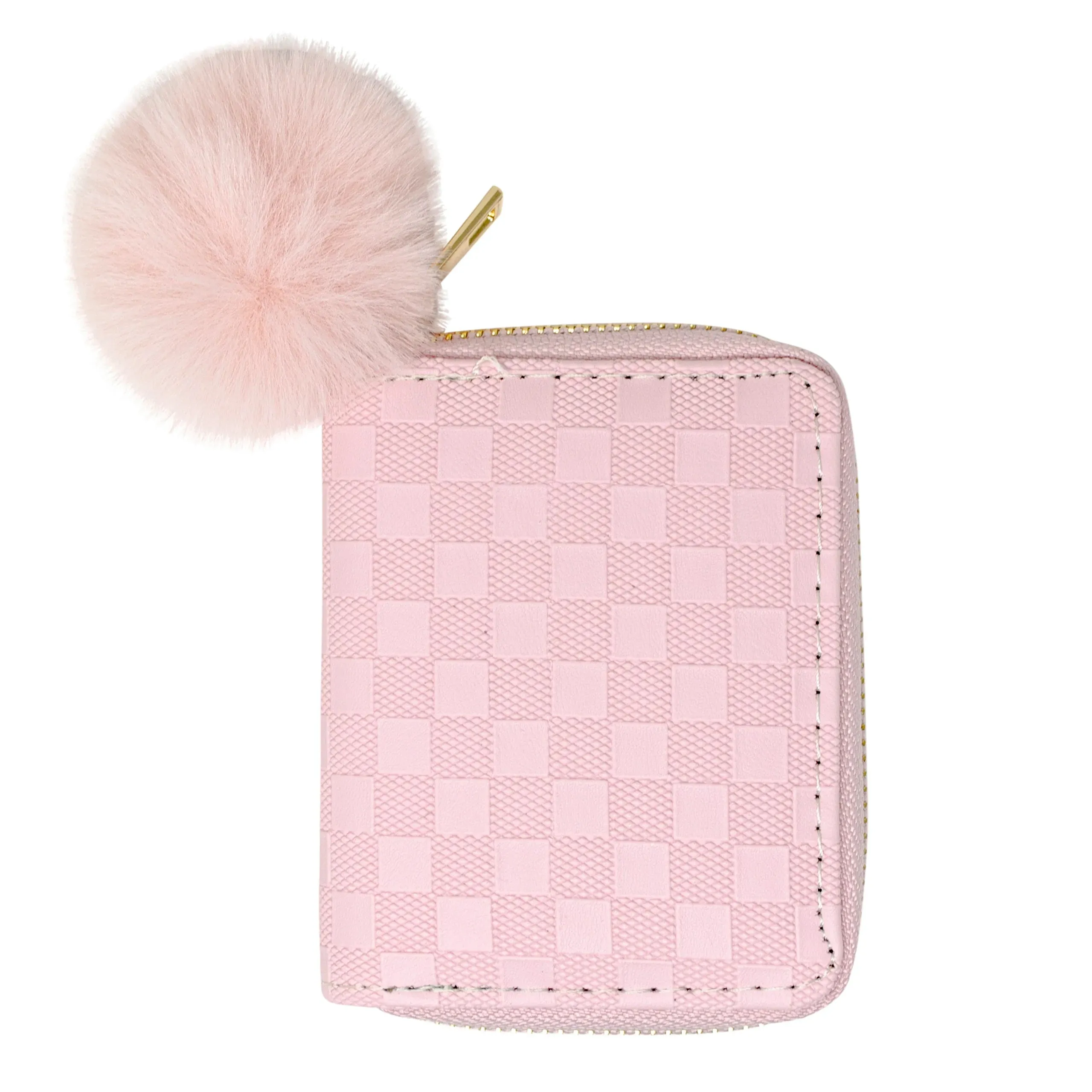 Checker Canvas Wallet- Pink