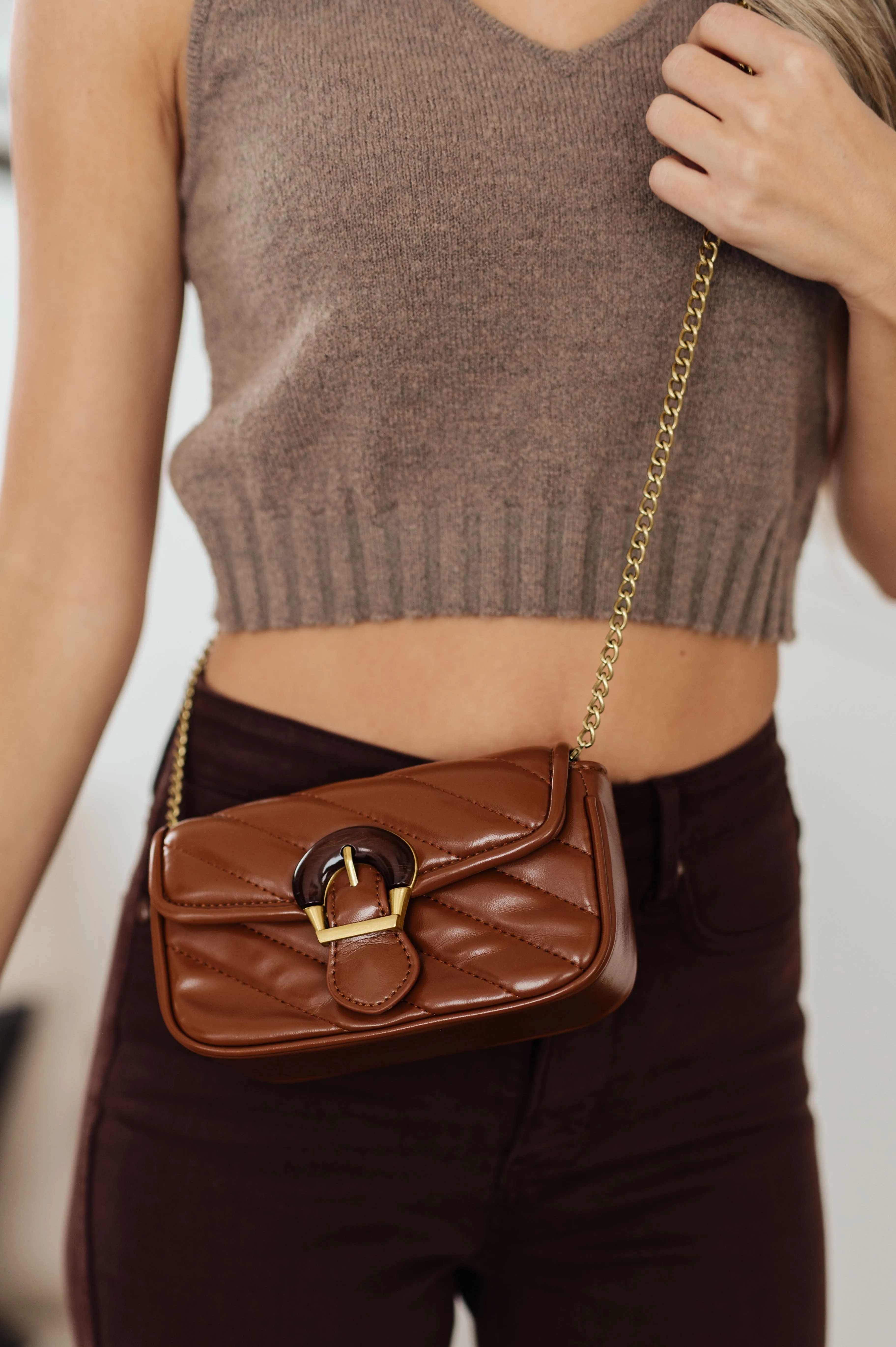 Classic Beauty Quilted Clutch in Brown - 2/9