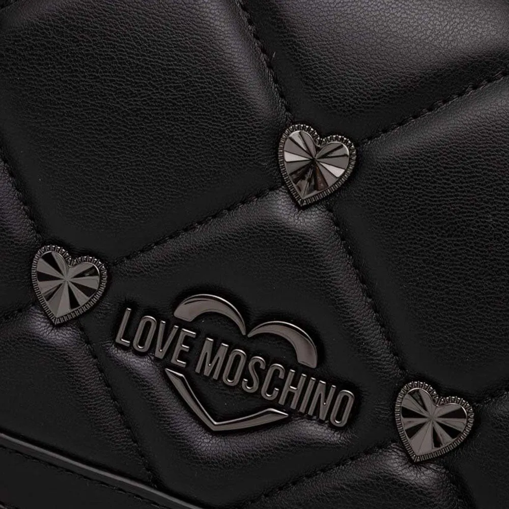 Clutch Donna con Tracolla LOVE MOSCHINO linea Jewel Hearts Nero con Borchie Canna di Fucile