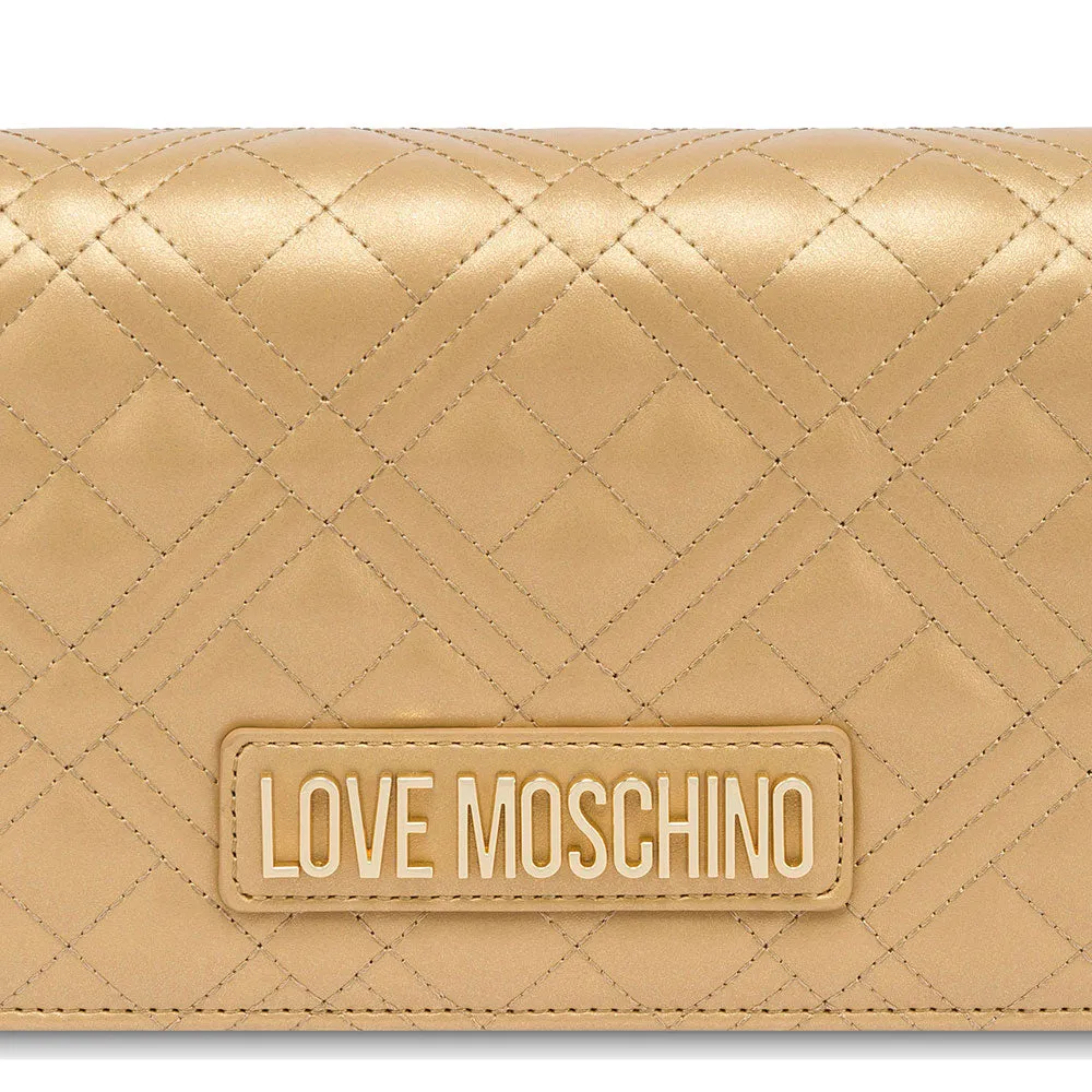 Clutch Donna con Tracolla LOVE MOSCHINO linea Quilted color Oro Laminato