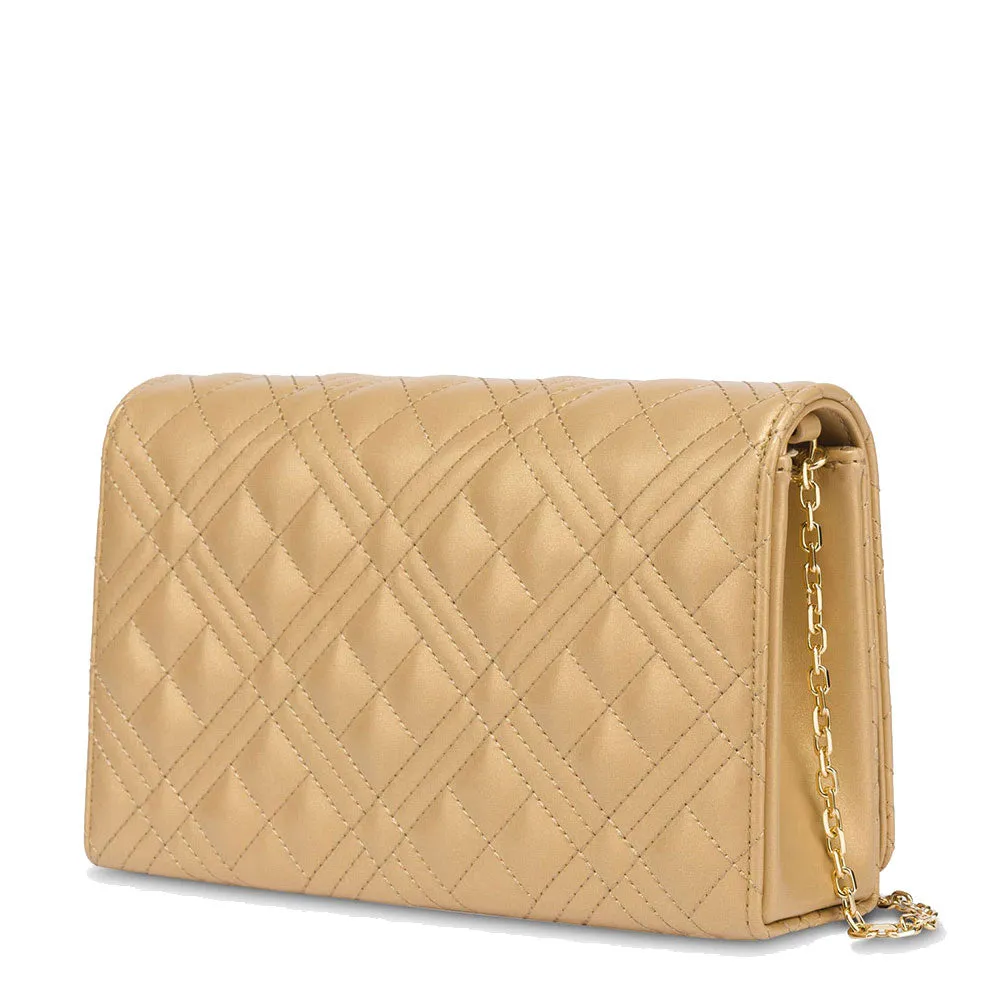 Clutch Donna con Tracolla LOVE MOSCHINO linea Quilted color Oro Laminato