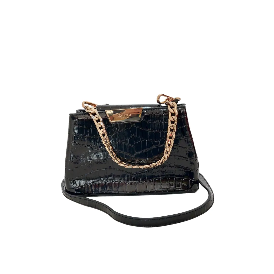 DUNE Black Croc Textured Leatherette Small Crossbody Bag | Gently Used |