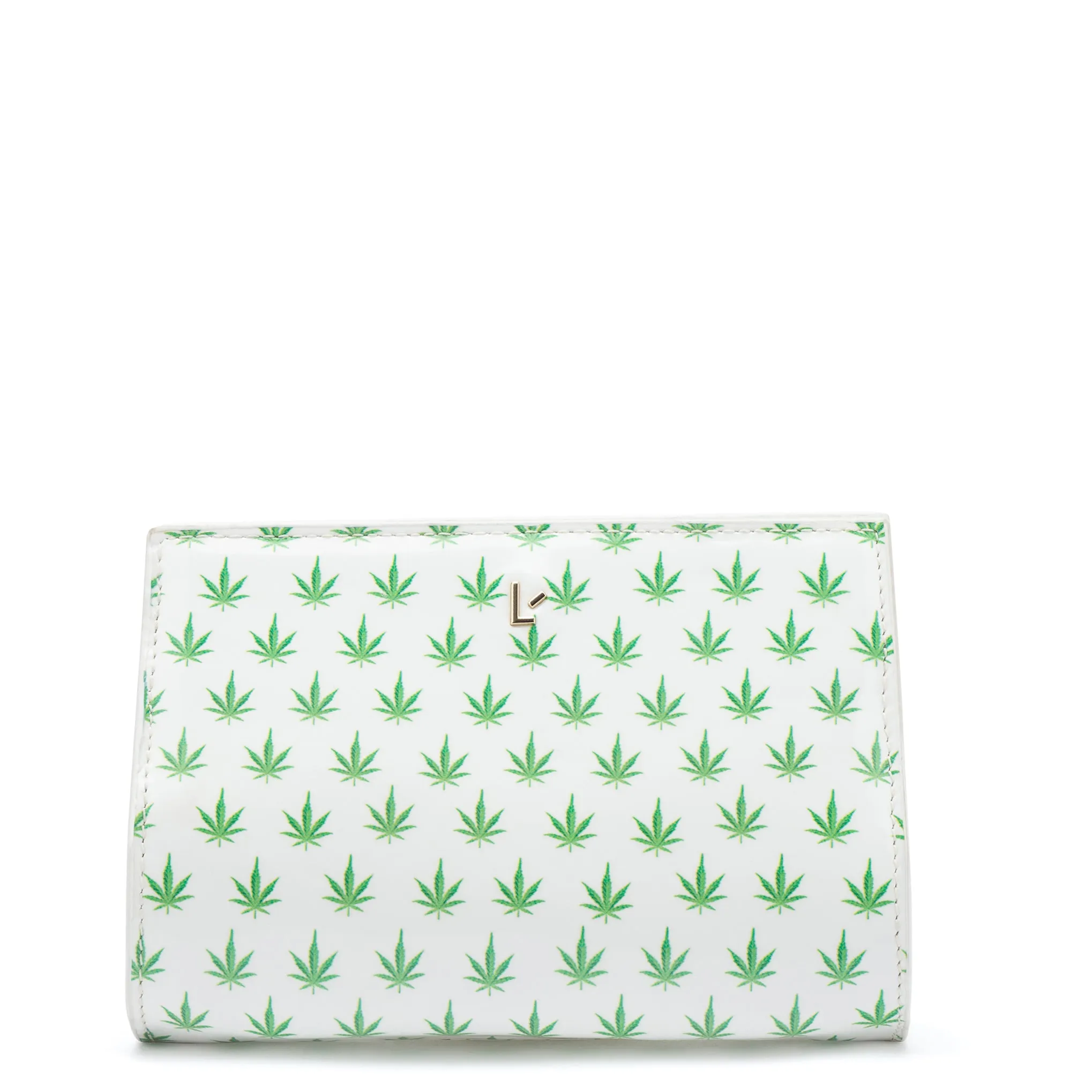 Erin Clutch In White Leaf Patent Leather