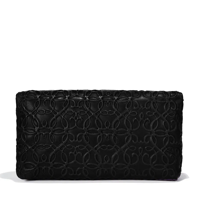 Gabriel Leather Fold Over Clutch, Black