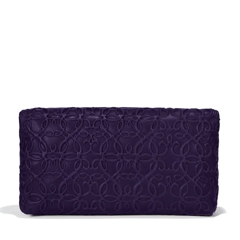 Gabriel Leather Fold Over Clutch, Purple