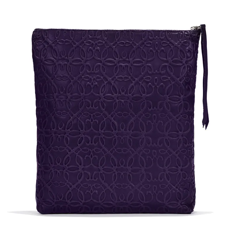 Gabriel Leather Fold Over Clutch, Purple