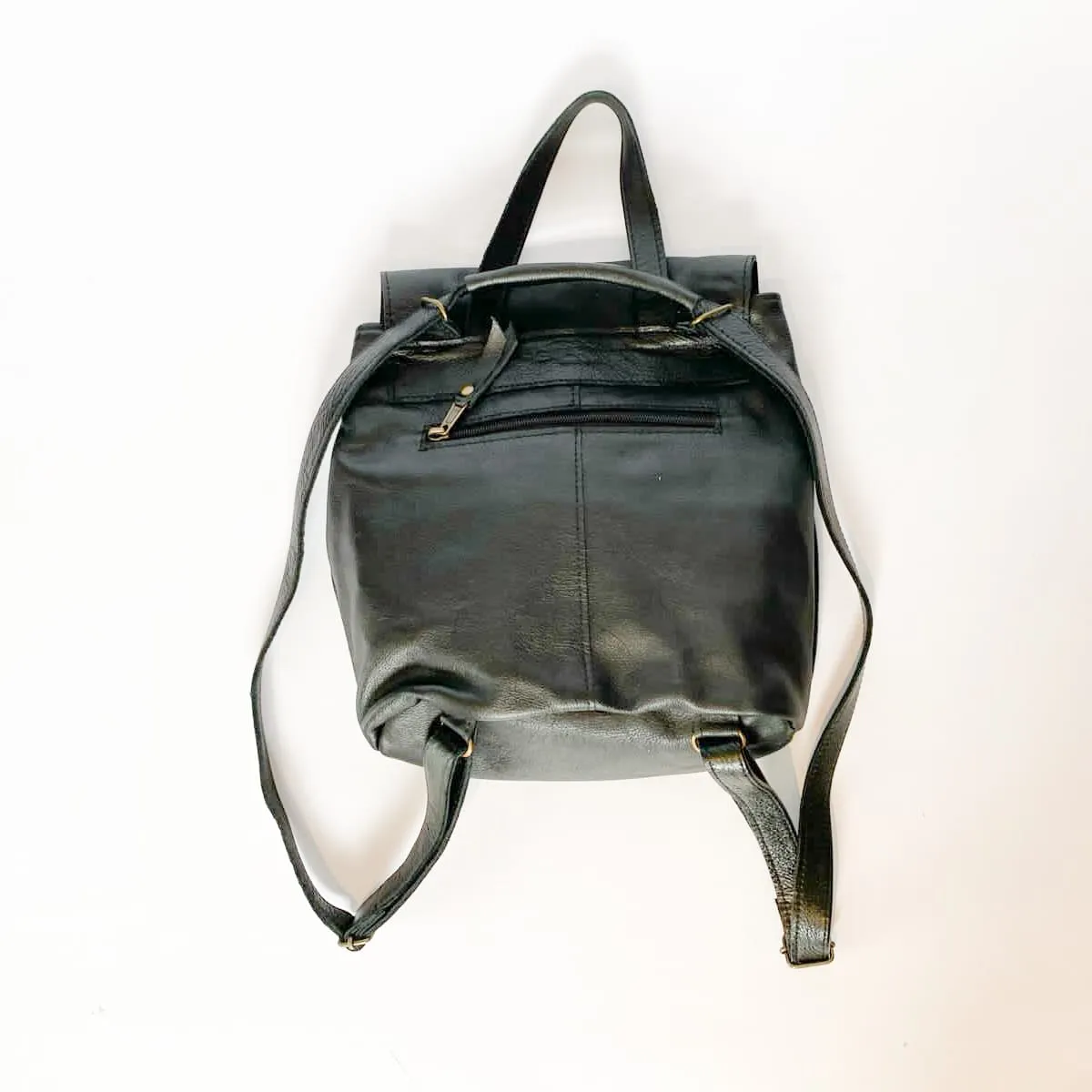 Gia Black leather backpack/cross body