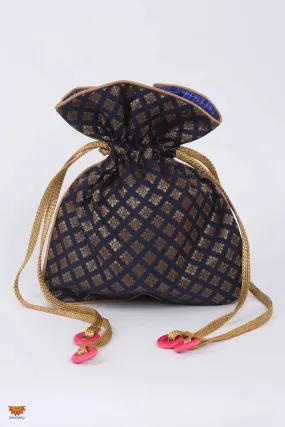 Girls Blue Handcrafted Potli Bag