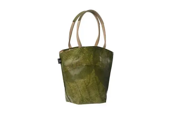 Green Tote Leaves Bag by Karuna Dawn