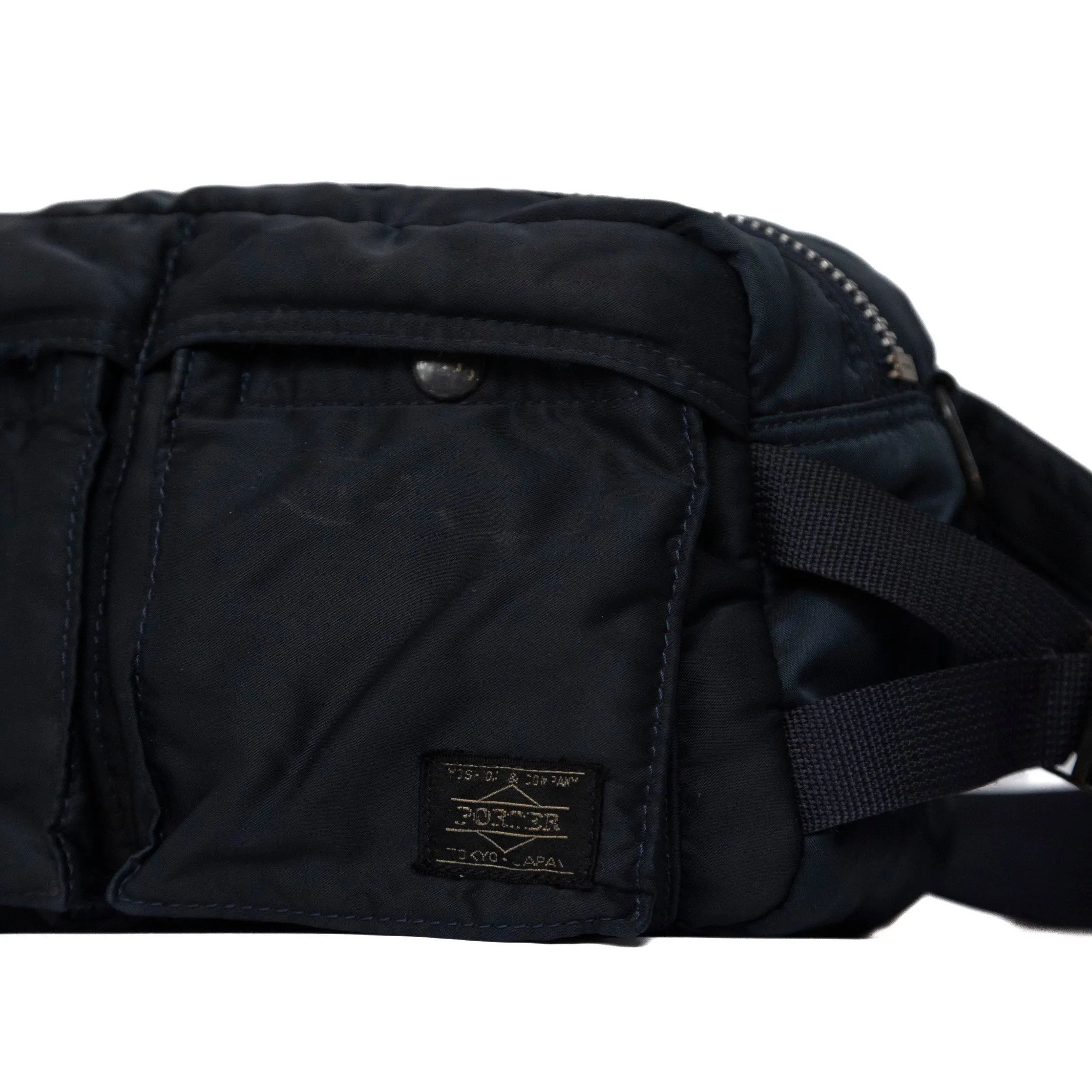 Head Porter Yoshida Faded Black Double Pocket Crossbody Bag