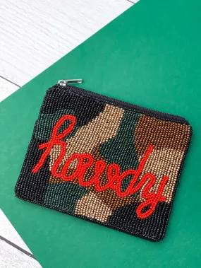 'Howdy' Camouflage Beaded Zip Pouch