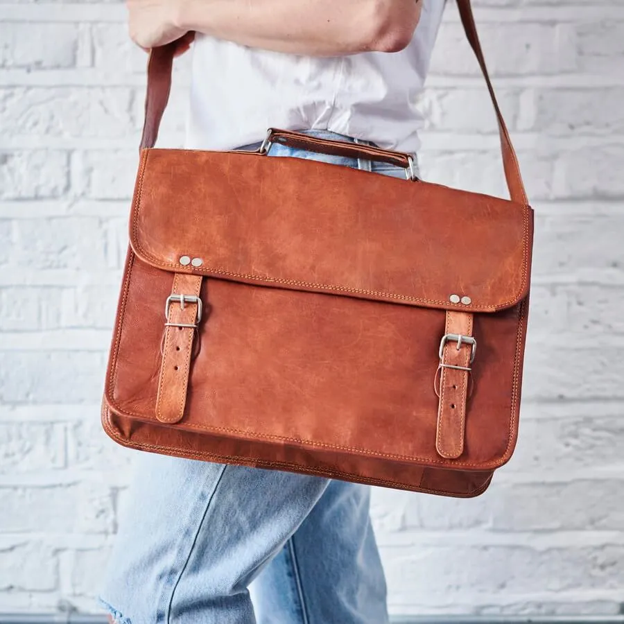 Leather Medium Laptop Bag with Handle