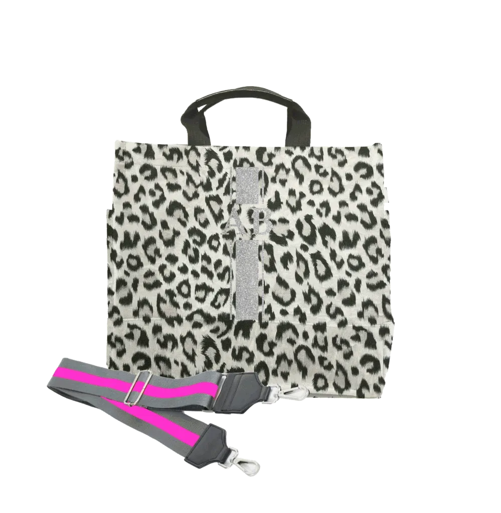 Monogram Stripe Leopard North South Bag