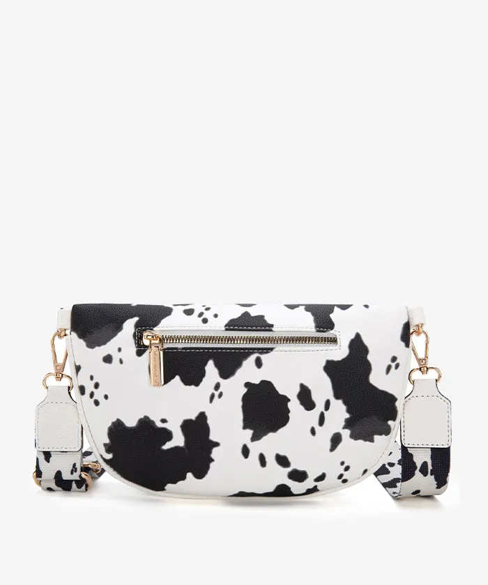 Montana West Cow Print Zip Fanny Pack