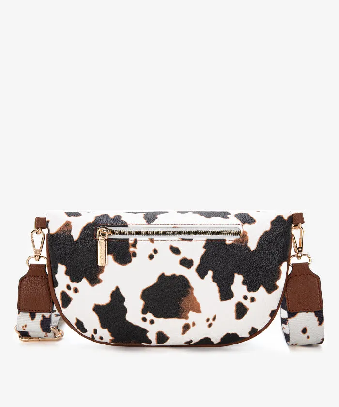 Montana West Cow Print Zip Fanny Pack