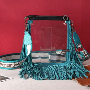 MW906-A192   Montana West Western Fringe Clear Stadium Crossbody Bag - Turquoise