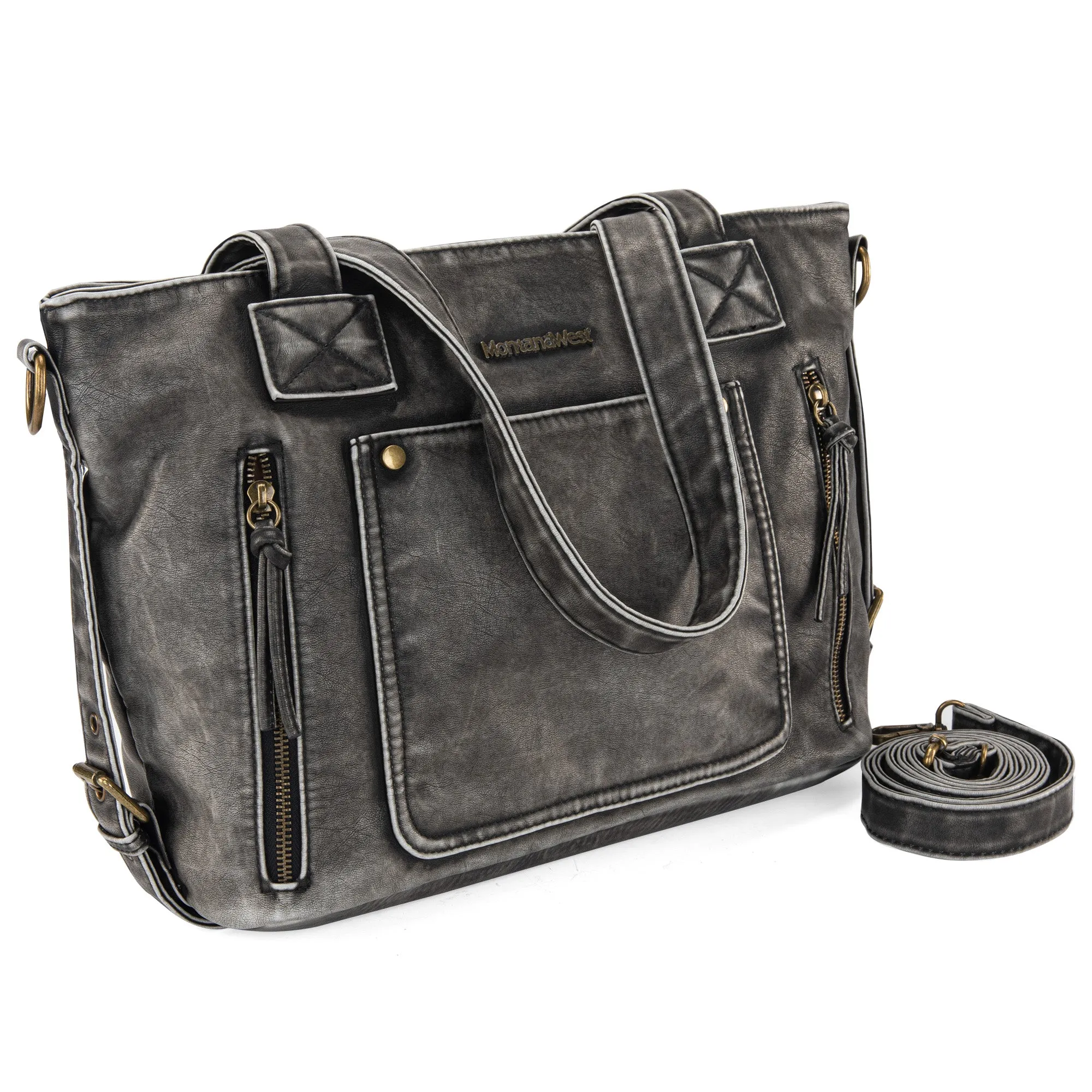 MWC-224 Montana West Stone Wash Tote - Black