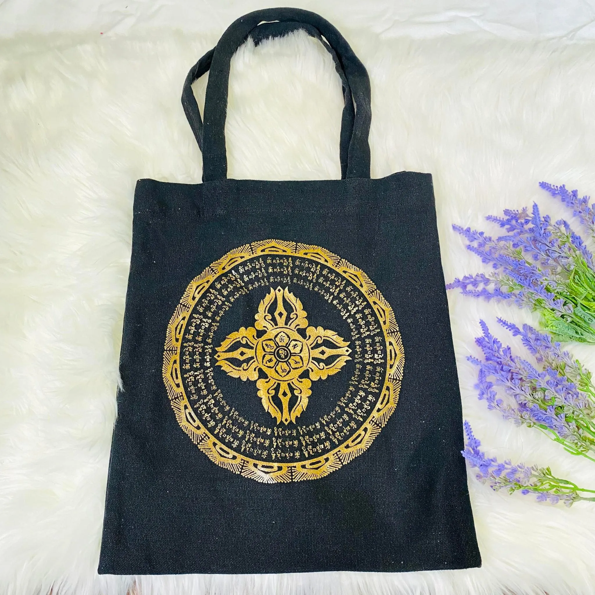 Organic Cotton Tote Bag, Vajra Design Bags, Shopping Bags, Ecofriendly Reusable Bag, Zippered Bag, Unisex Tote Bags, Gift For Him/Her