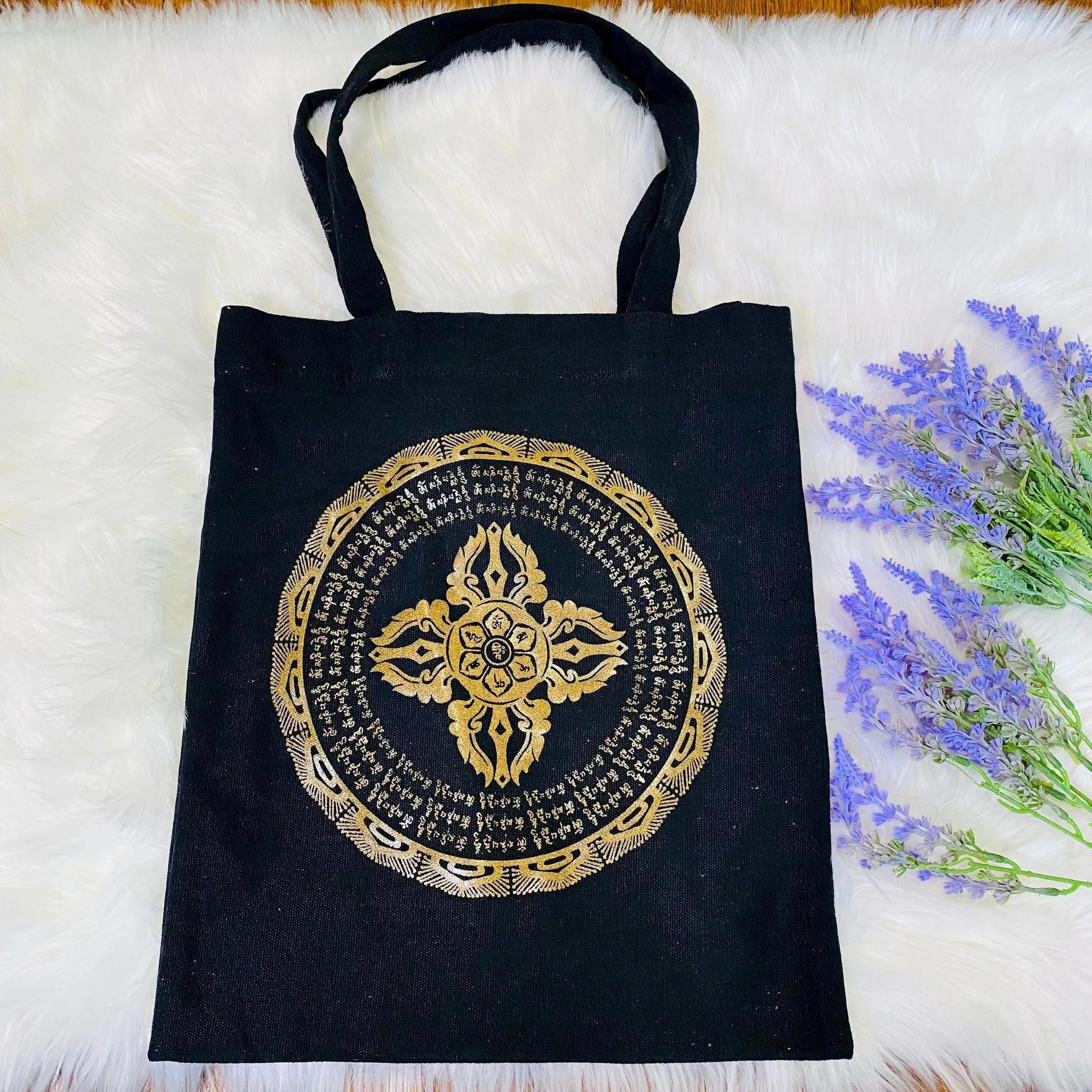 Organic Cotton Tote Bag, Vajra Design Bags, Shopping Bags, Ecofriendly Reusable Bag, Zippered Bag, Unisex Tote Bags, Gift For Him/Her