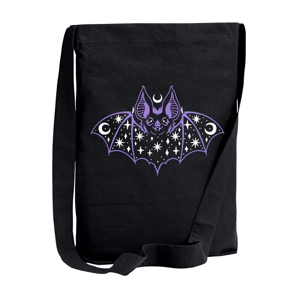 Purple Moon And Star Bat Sling Tote Bag