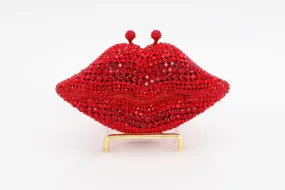 Ruby Jeweled Lips Evening Bag