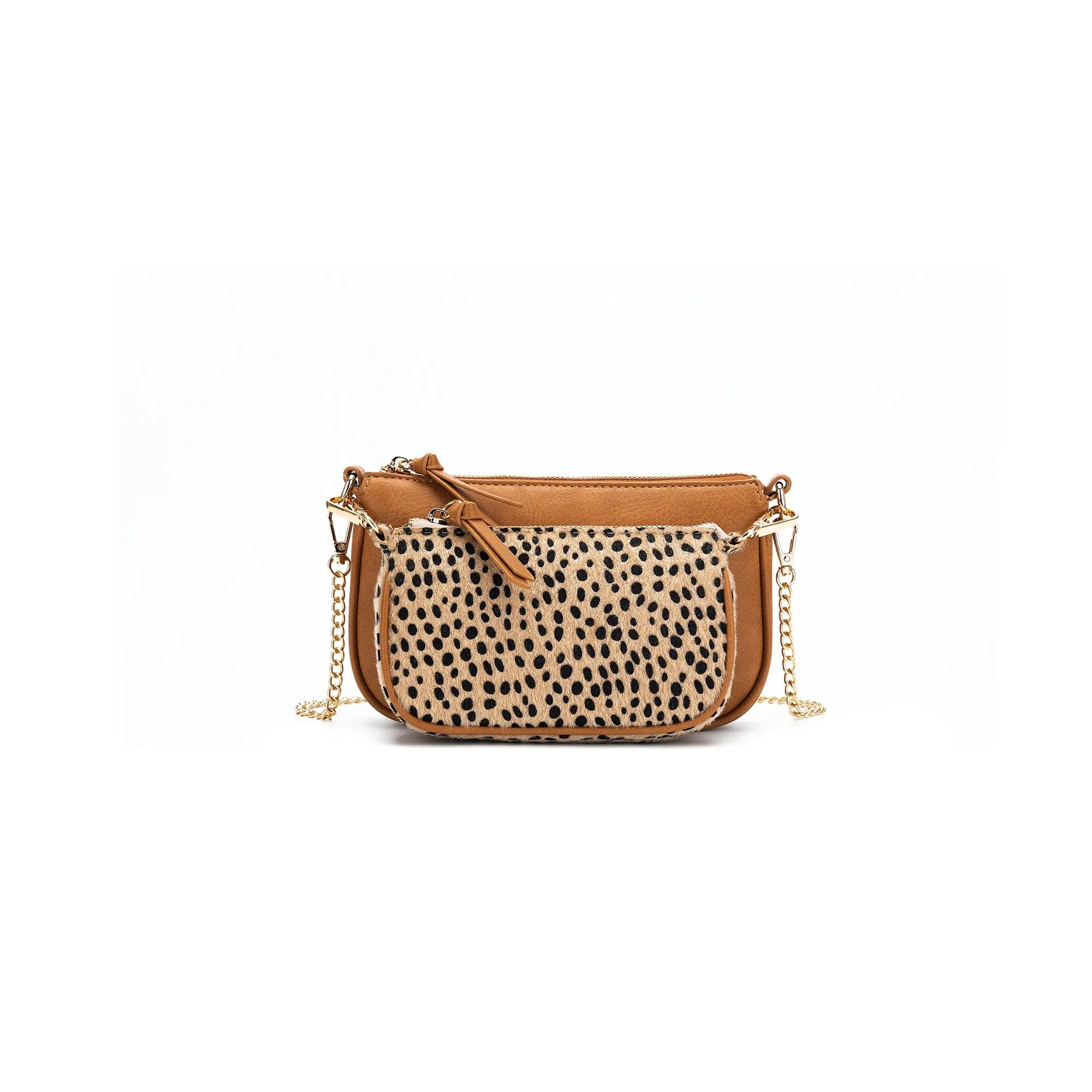 Sabie Tan / Leopard 2 Piece Crossbody Bag