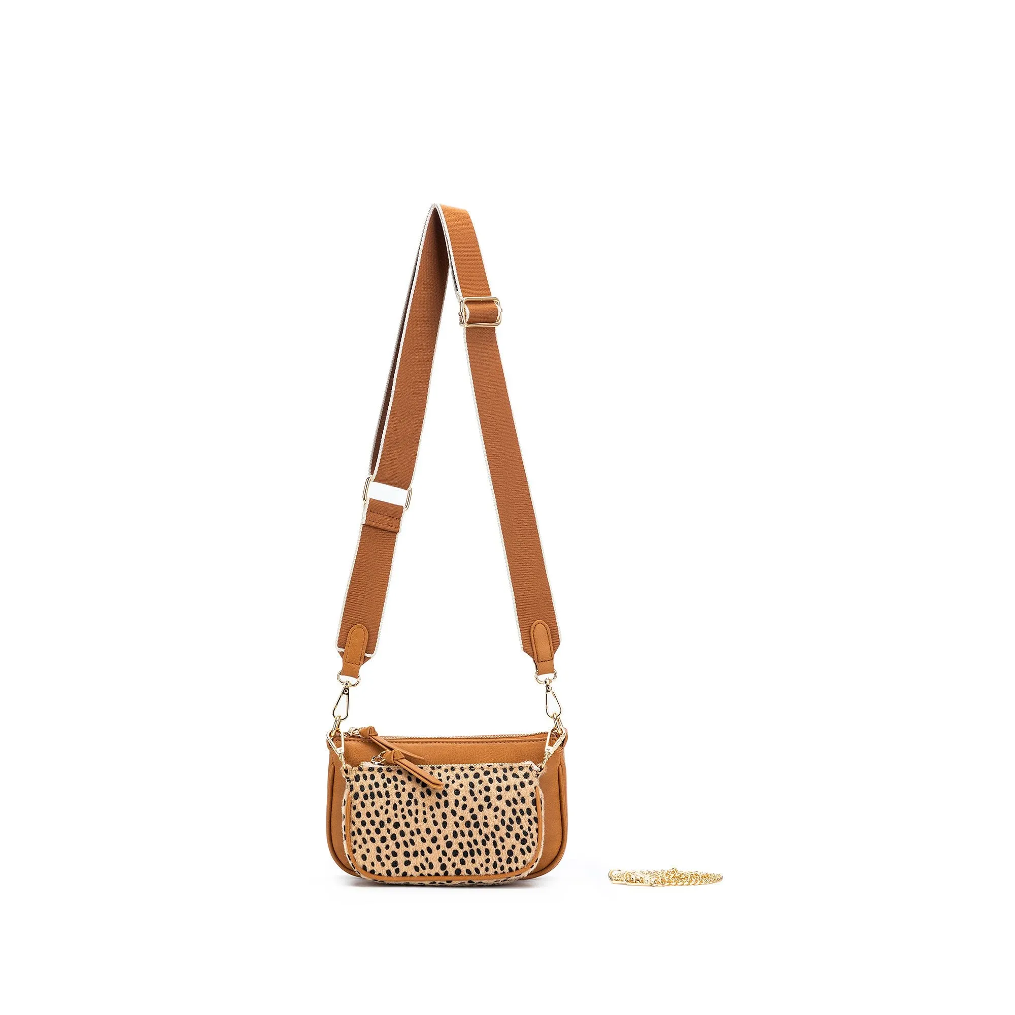 Sabie Tan / Leopard 2 Piece Crossbody Bag