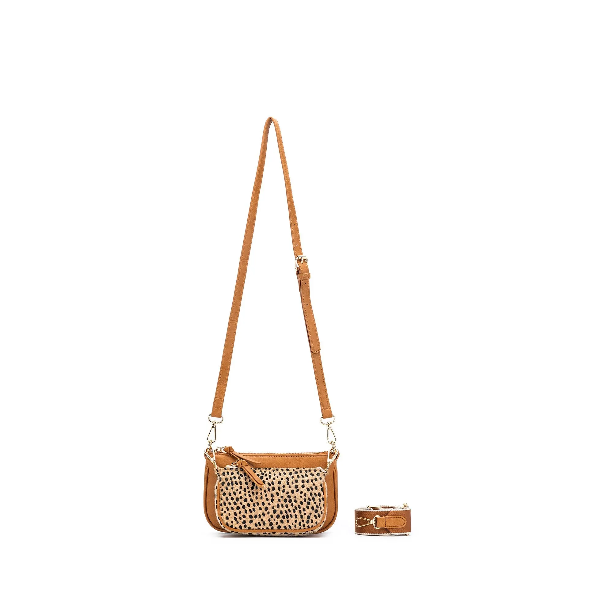 Sabie Tan / Leopard 2 Piece Crossbody Bag