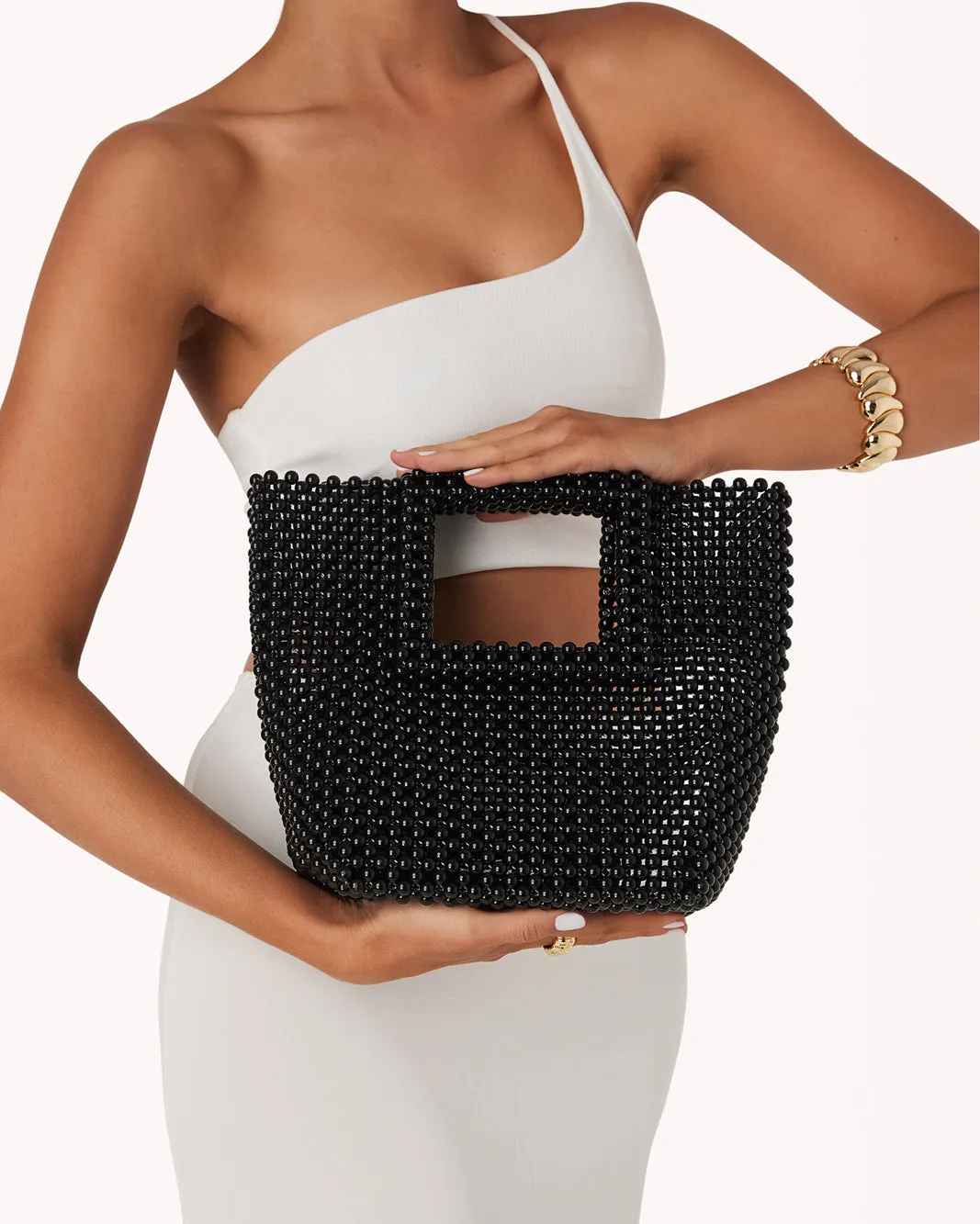 SAMARA HANDLE BAG - BLACK BEAD