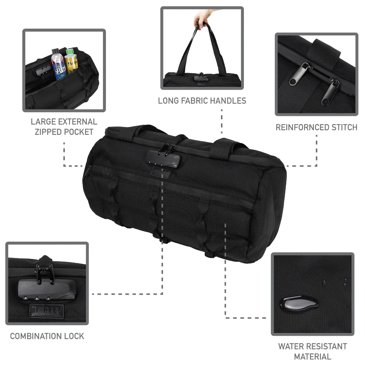 Smellproof & Lockable DL Cylinder Bag