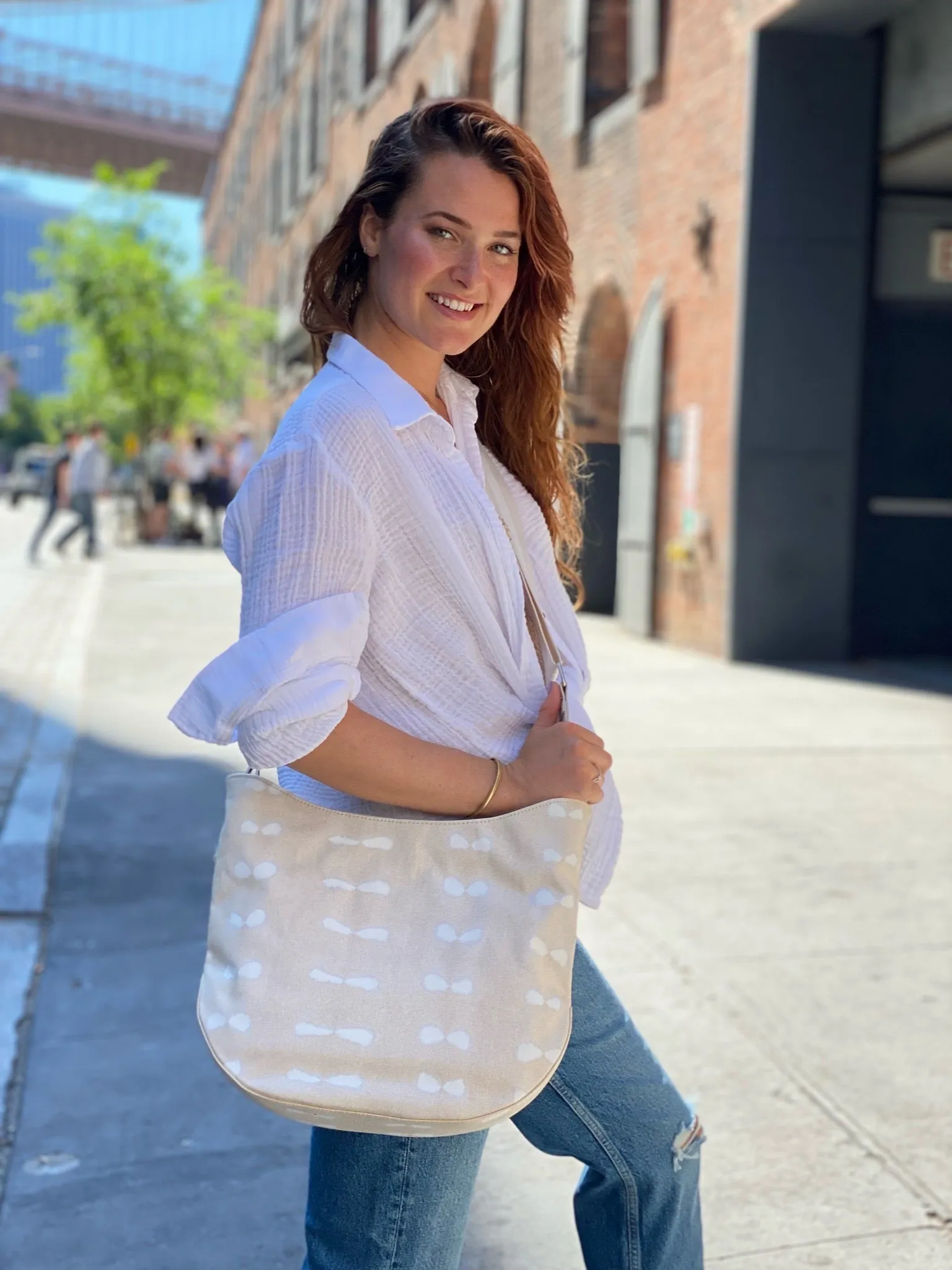 Stone Shibori City Bag with Tan/Cream Strap Only $74   FREE Strap ($168 value for only $74 with code: AMAZING)