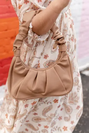 Tan Scrunched Arm Bag Clutch