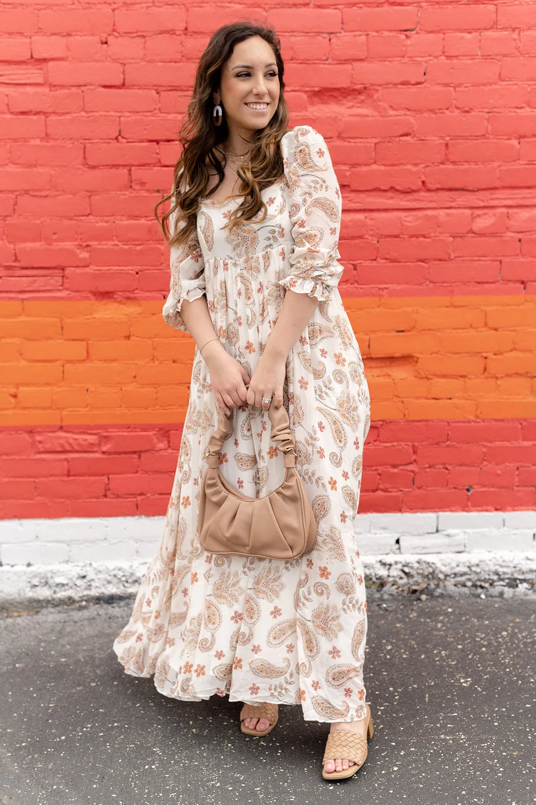 Tan Scrunched Arm Bag Clutch