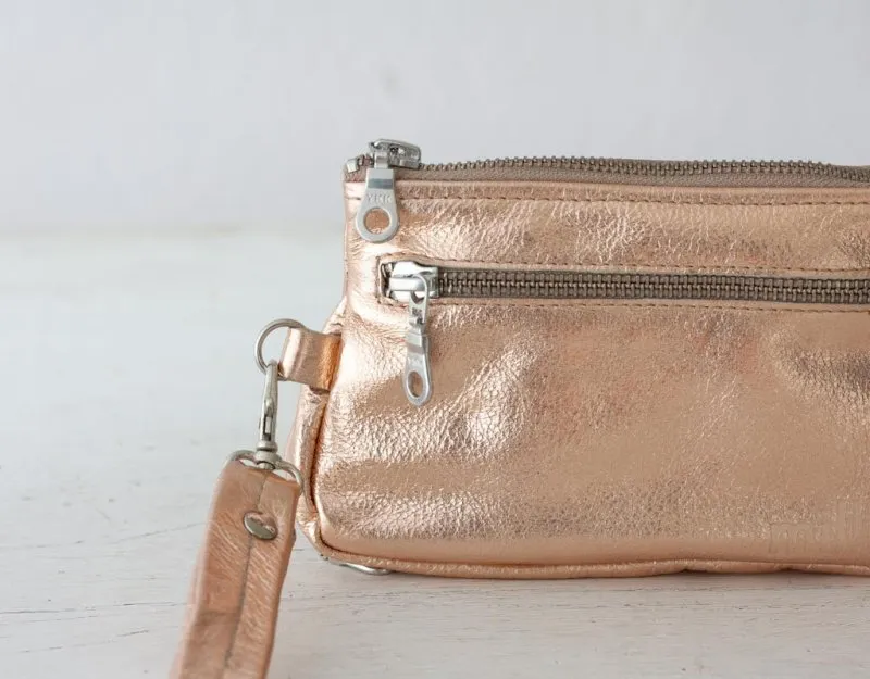 Thalia wallet - Silver, Bronze or Rose gold leather